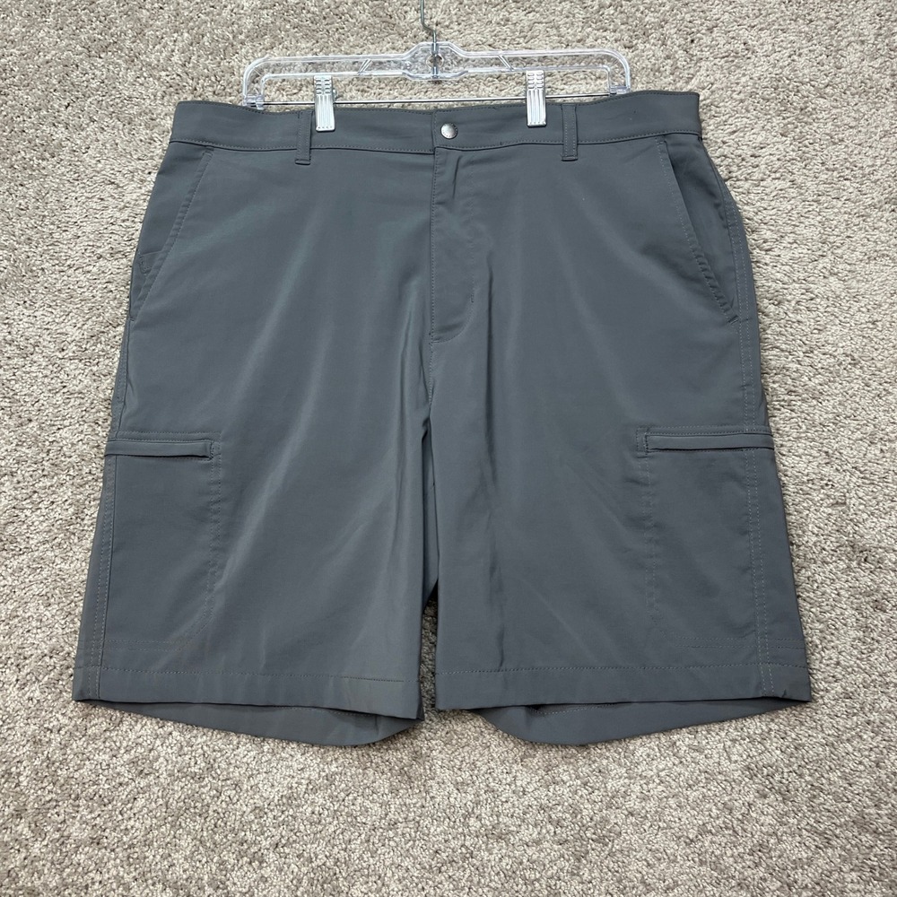 Chaps Cargo Shorts Mens 36 Gray Flat Front Stretch Performance Utility Pockets